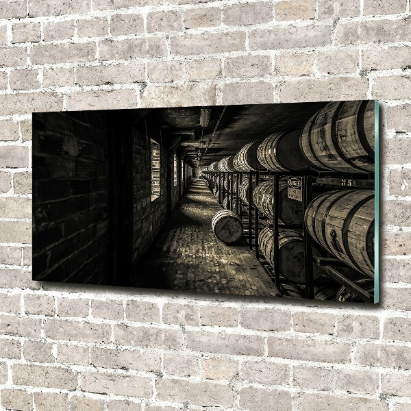 Wall art on glass Bourbon barrels