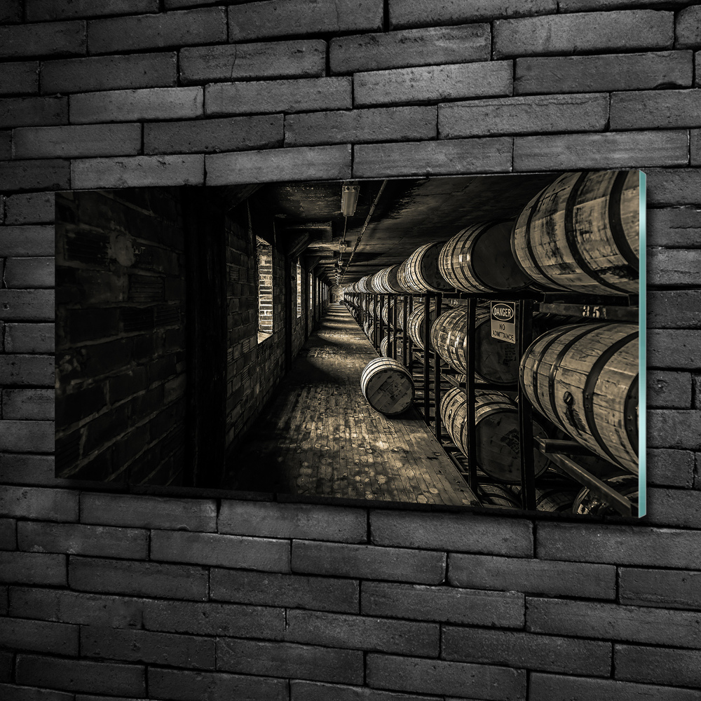 Wall art on glass Bourbon barrels