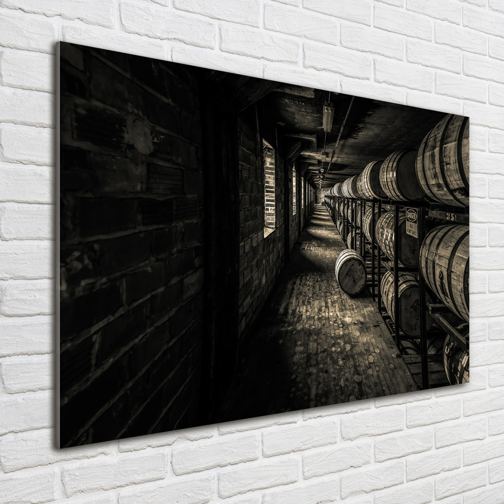 Wall art on glass Bourbon barrels