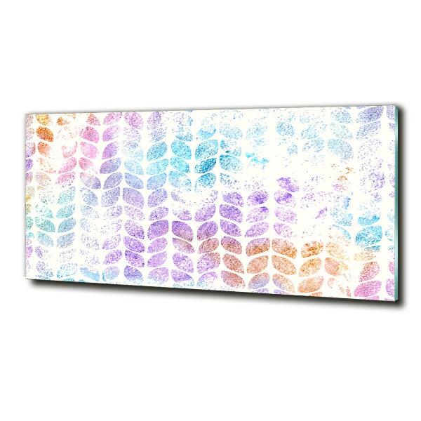 Glass wall art large Colorful leaves