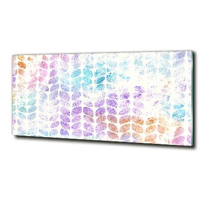 Glass wall art large Colorful leaves