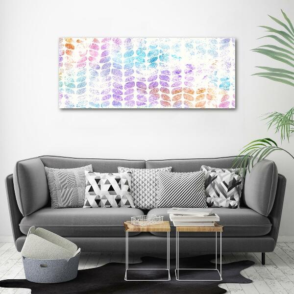 Glass wall art large Colorful leaves