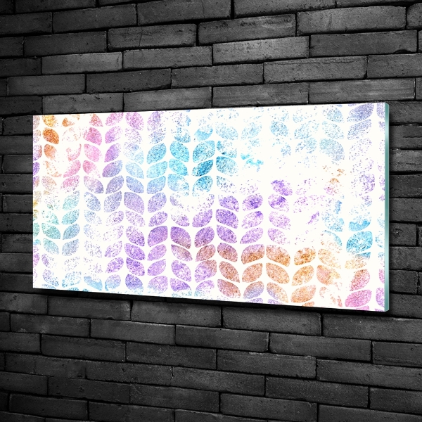 Glass wall art large Colorful leaves