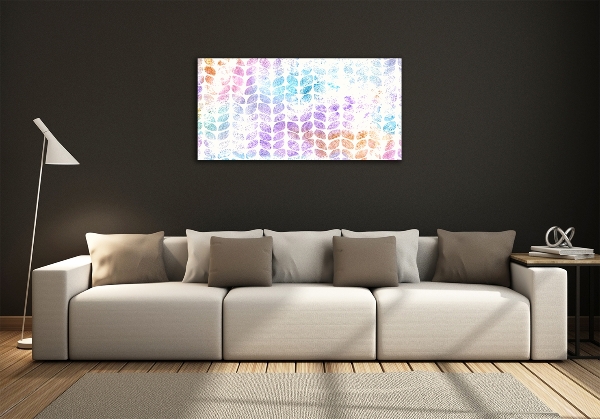 Glass wall art large Colorful leaves