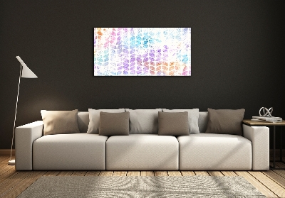 Glass wall art large Colorful leaves