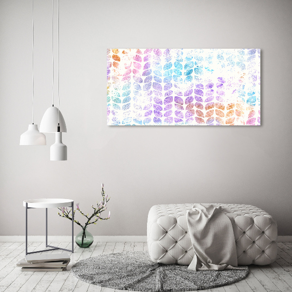 Glass wall art large Colorful leaves