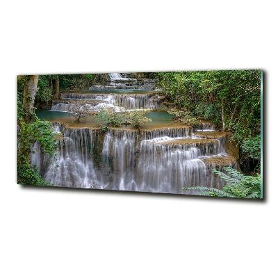 Glass wall art Waterfall in the forest