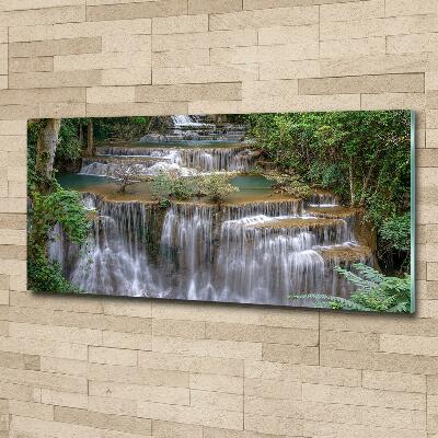 Glass wall art Waterfall in the forest