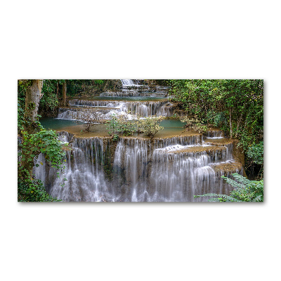 Glass wall art Waterfall in the forest