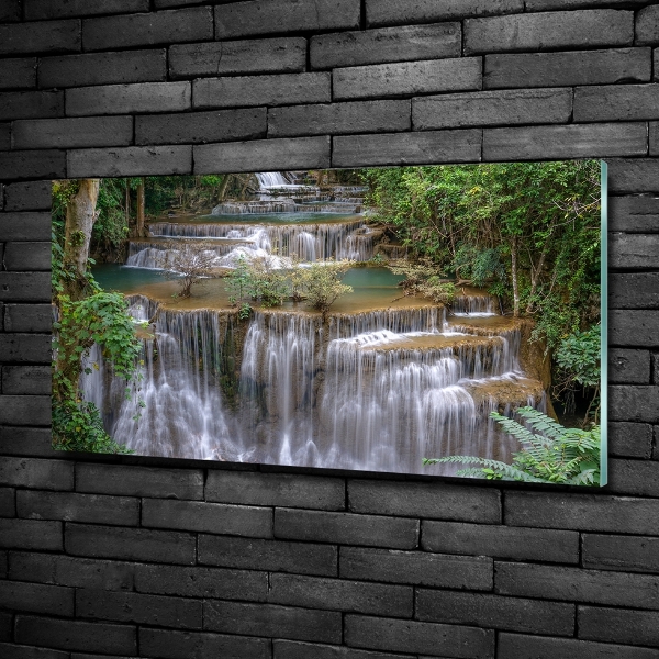 Glass wall art Waterfall in the forest