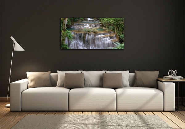 Glass wall art Waterfall in the forest