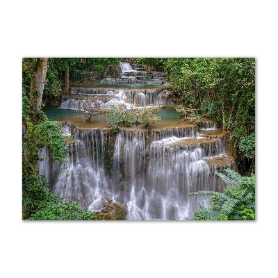 Glass wall art Waterfall in the forest