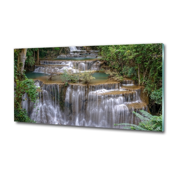 Glass wall art Waterfall in the forest