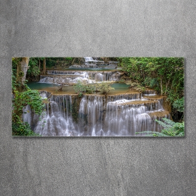 Glass wall art Waterfall in the forest