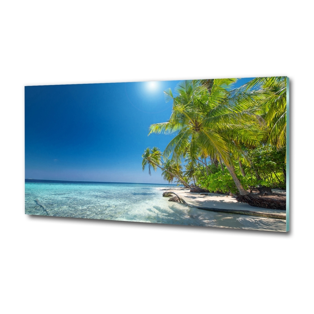 Glass wall art Maldives beach