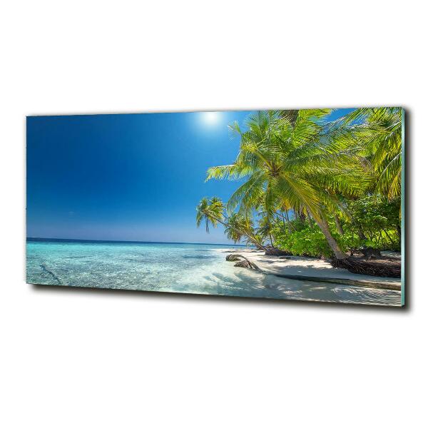 Glass wall art Maldives beach