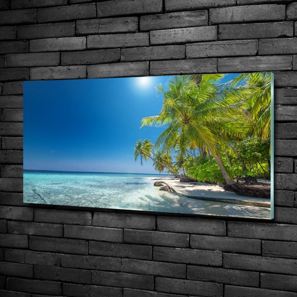 Glass wall art Maldives beach