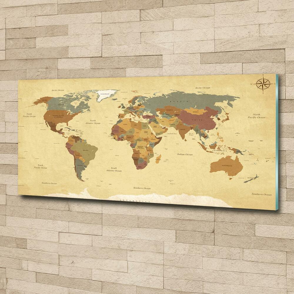 Glass wall art Political map