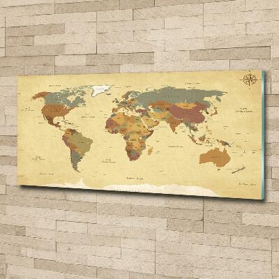 Glass wall art Political map