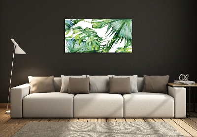 Glass picture print Tropical leaves