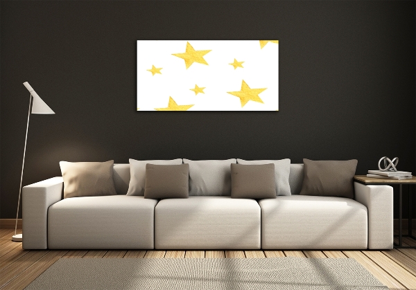 Printed glass wall art Yellow stars