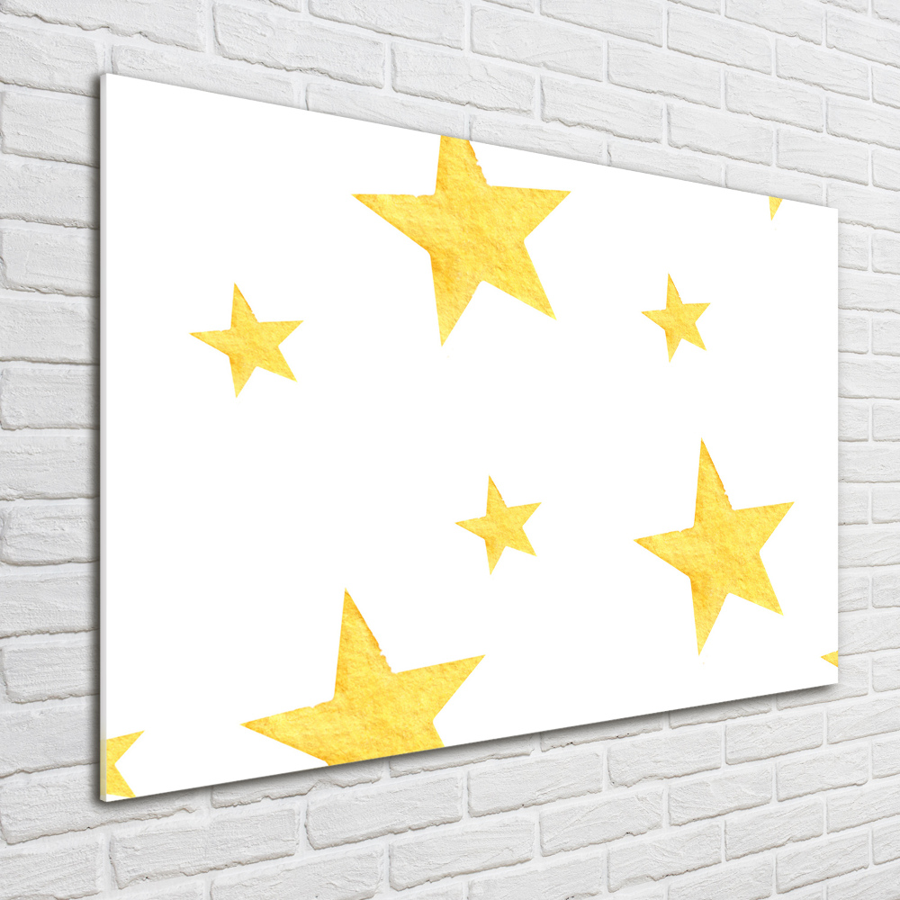 Printed glass wall art Yellow stars