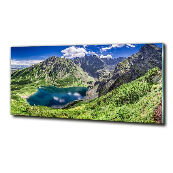 Wall art on glass Czarny staw tatry