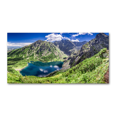 Wall art on glass Czarny staw tatry