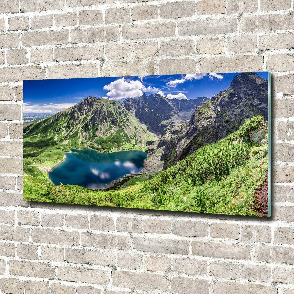 Wall art on glass Czarny staw tatry