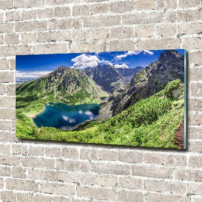 Wall art on glass Czarny staw tatry