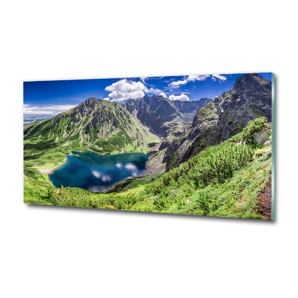 Wall art on glass Czarny staw tatry