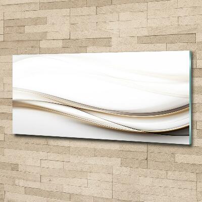 Glass wall art large Wave abstraction