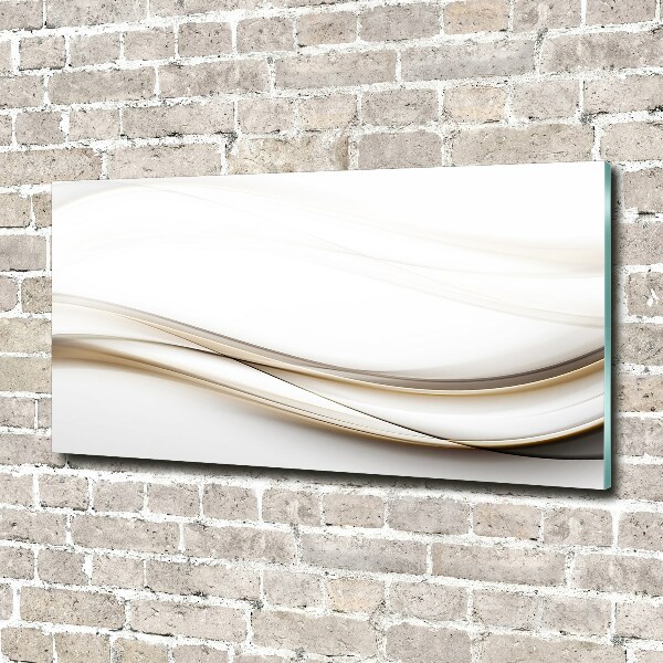 Glass wall art large Wave abstraction