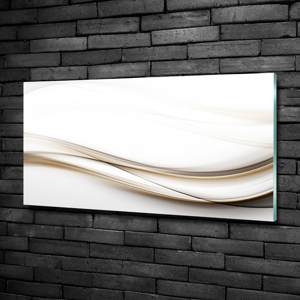 Glass wall art large Wave abstraction