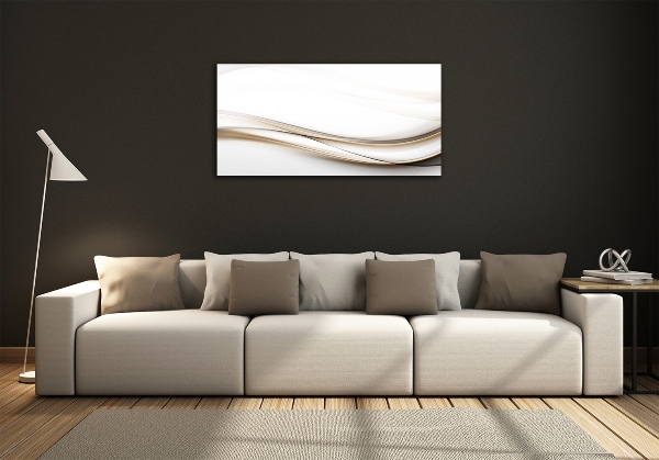 Glass wall art large Wave abstraction