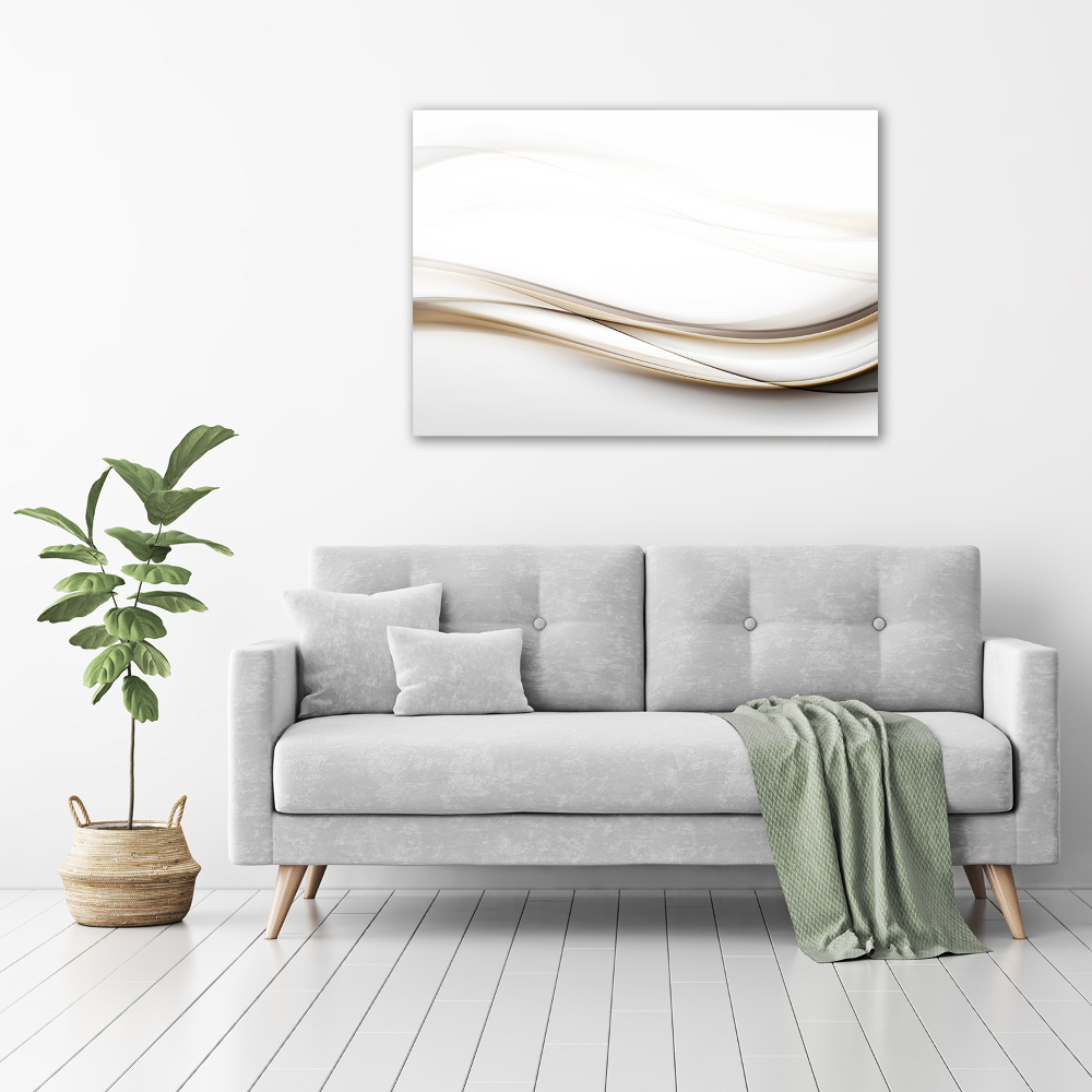 Glass wall art large Wave abstraction