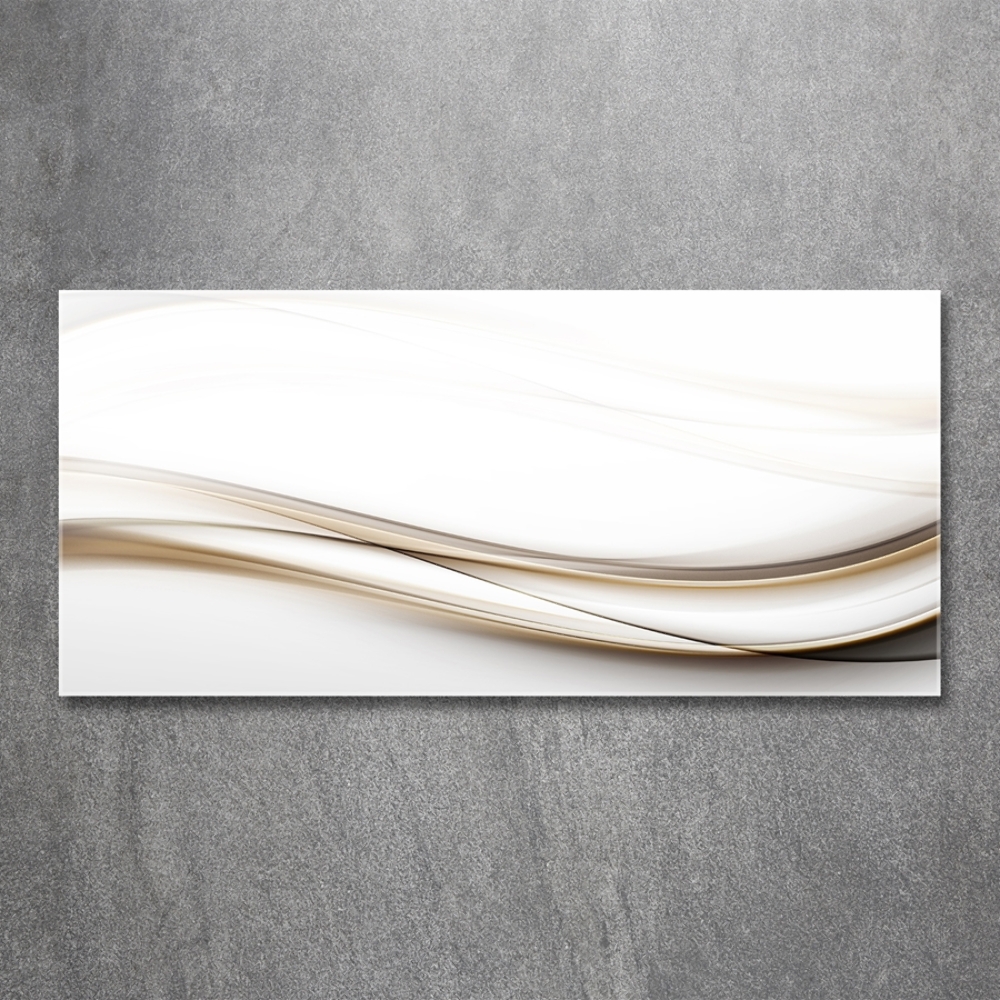 Glass wall art large Wave abstraction