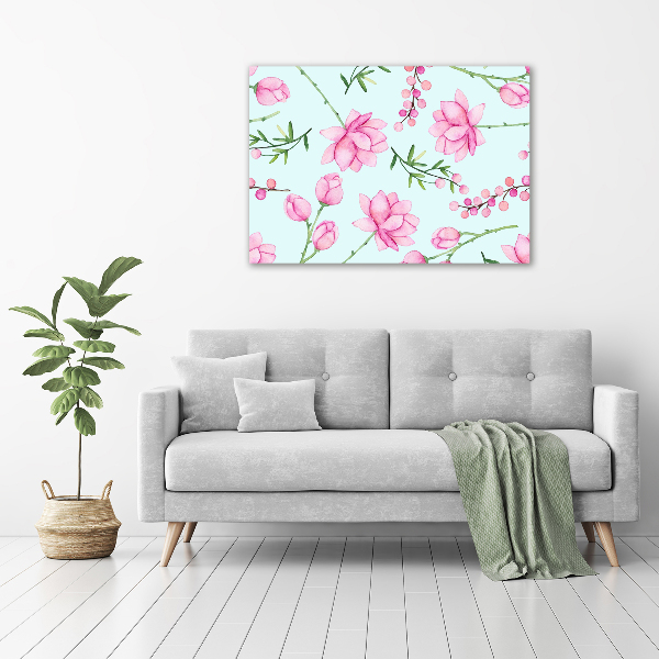 Glass wall art large Flowers and berries