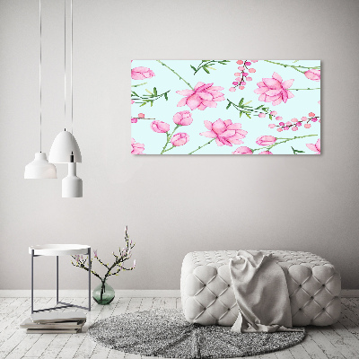 Glass wall art large Flowers and berries