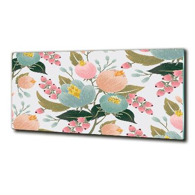 Glass wall art large Floral pattern