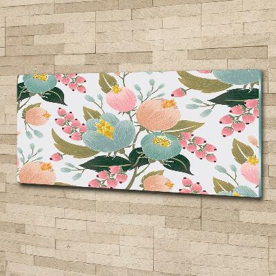 Glass wall art large Floral pattern