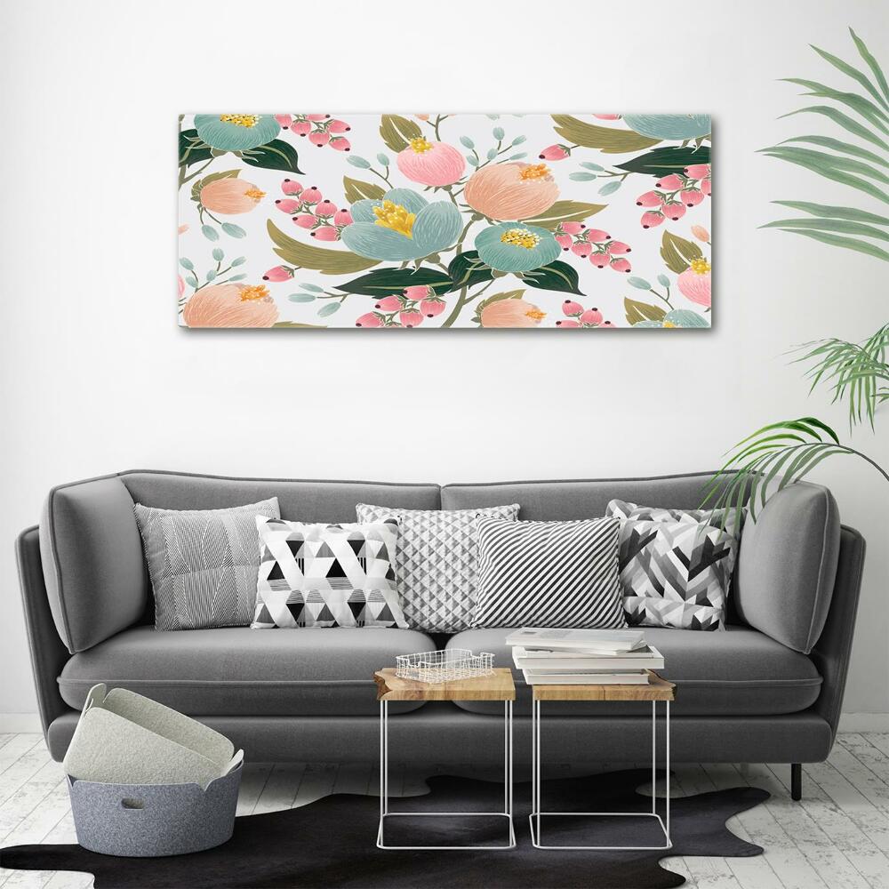 Glass wall art large Floral pattern