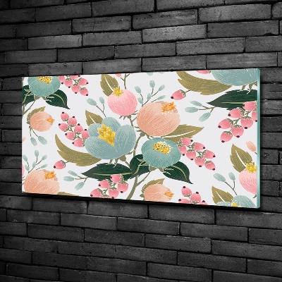 Glass wall art large Floral pattern