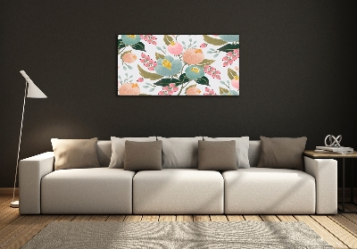 Glass wall art large Floral pattern