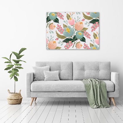 Glass wall art large Floral pattern