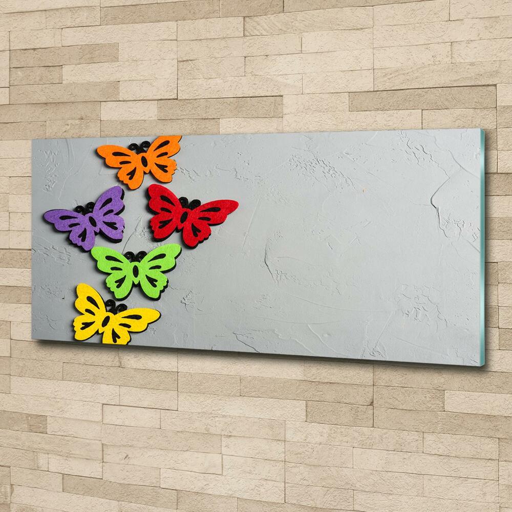 Glass art print Colorful butterflies