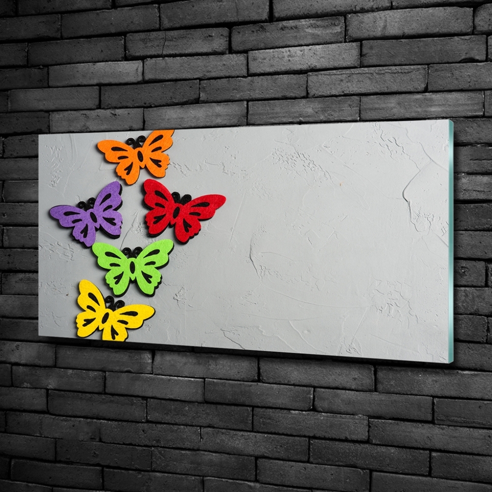 Glass art print Colorful butterflies