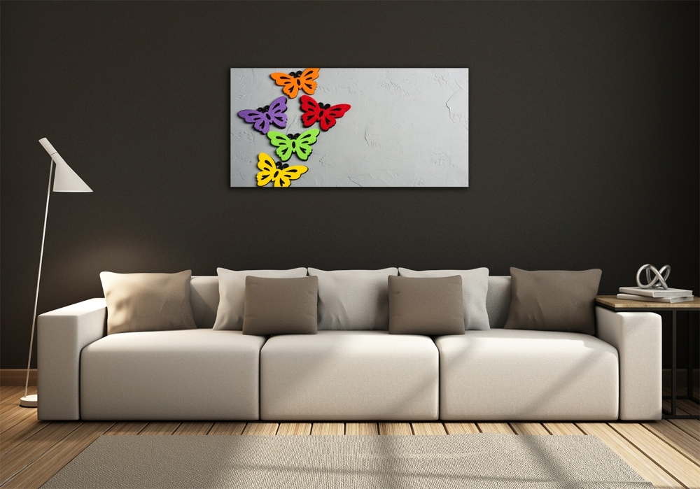 Glass art print Colorful butterflies