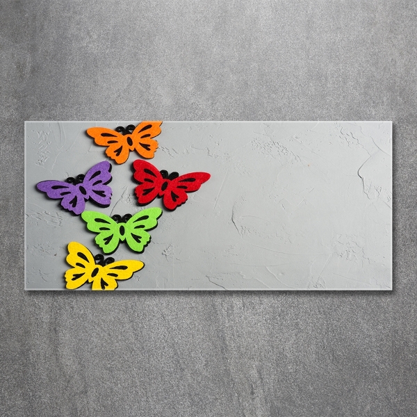 Glass art print Colorful butterflies