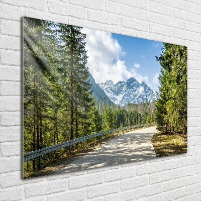 Wall art on glass Road of the tatra mountains